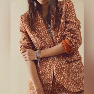 Free People Brown Floral Blazer